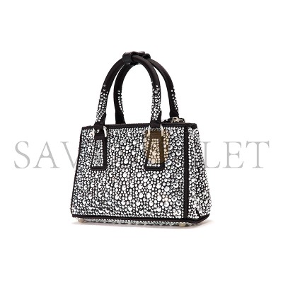 PRADA BLACK SATIN AND CRYSTAL MINI GALLIERA TOTE BAG 1BA906 (20*15*9.5cm) 